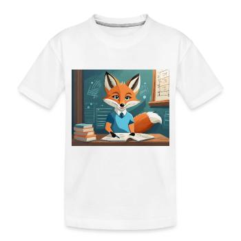 mignon petit renard démoniaque levant la main - T-shirt bio Premium Enfant - blanc - Devant