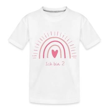 I'm Two Birthday Rainbow Pink Girl - Kids' Premium Organic T-Shirt - white - Front