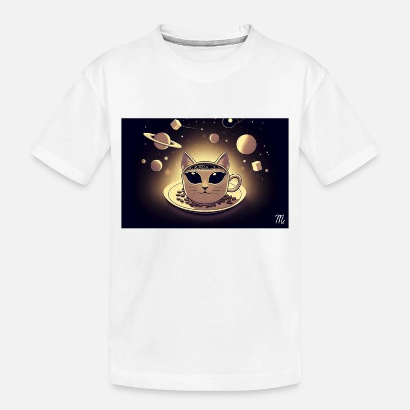 Café Space Cat - T-shirt bio Premium Enfant - blanc