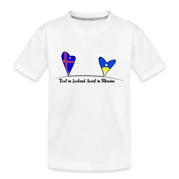Feet in Iceland, heart in Ukraine - Kids' Premium Organic T-Shirt - white - Front