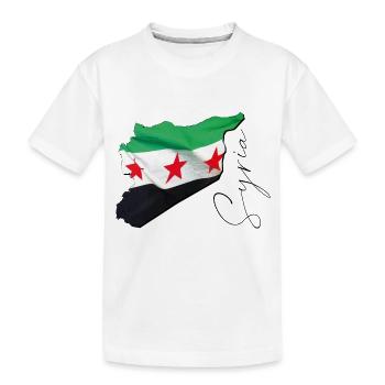 Drapeau de la Syrie sur la carte de la Syrie EN - T-shirt bio Premium Enfant - blanc - Devant