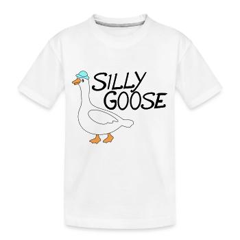 silly goose with funny hat - Kids' Premium Organic T-Shirt - white - Front