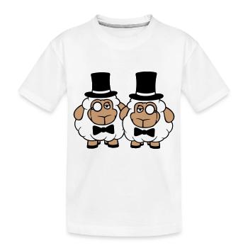 2 Schafe Herren Gentlemen Zylinder Hut Monokel Sir - Kinder Premium Bio T-Shirt - Weiß - Vorne