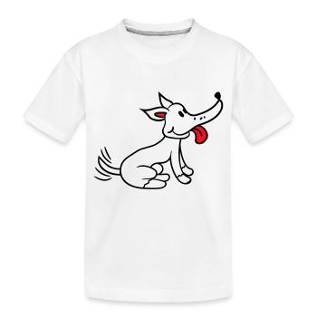 Chien remuant excité mignon heureux - T-shirt bio Premium Enfant - blanc - Devant