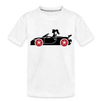 Woman Car Convertible - Kids' Premium Organic T-Shirt - white - Front