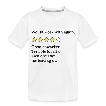 Commentaires mitigés des collègues pour le départ d’un collègue - T-shirt bio Premium Enfant - blanc - Devant