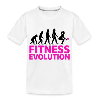 Fitness Evolution Frau Geschenk Cool - Kinder Premium Bio T-Shirt - Weiß - Vorne
