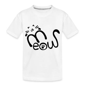 meow typo with cat - Kids' Premium Organic T-Shirt - white - Front