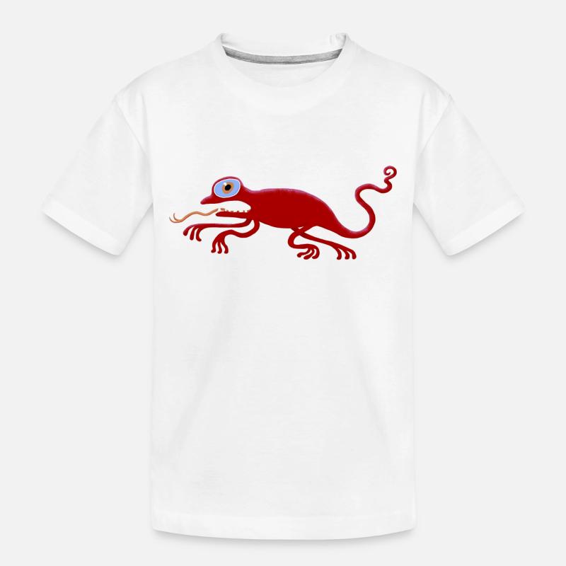 ulkige Echse-rot - Kinder Premium Bio T-Shirt - Weiß