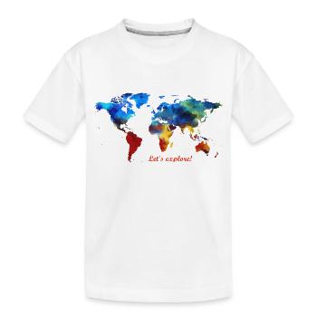 Permet d'explorer! carte du monde - T-shirt bio Premium Enfant - blanc - Devant