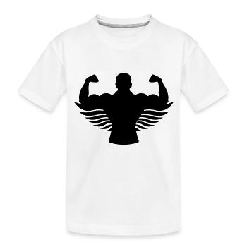 body building angel - Kinder Premium Bio T-Shirt - Weiß - Vorne