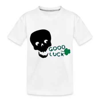 Bonne chance shamrock txt et crâne - T-shirt bio Premium Enfant - blanc - Devant