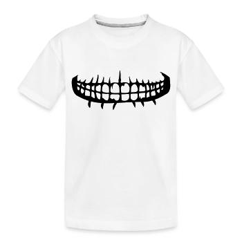 grinsen zaehne mund horror halloween gruselig boes - Kinder Premium Bio T-Shirt - Weiß - Vorne
