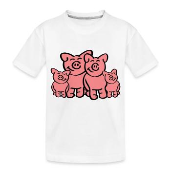 Pig Family - Kinder Premium Bio T-Shirt - Weiß - Vorne