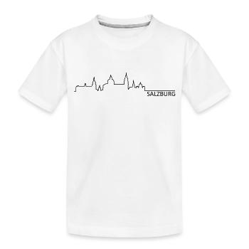 Skyline Salzburg Silhouette Name - Kinder Premium Bio T-Shirt - Weiß - Vorne
