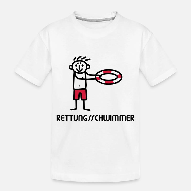 Strichmännchen Rettungsschwimmer - V2 - Kinder Premium Bio T-Shirt - Weiß