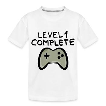 Level 1 complete 1 Geburtstag Spielkonsole - Kinder Premium Bio T-Shirt - Weiß - Vorne