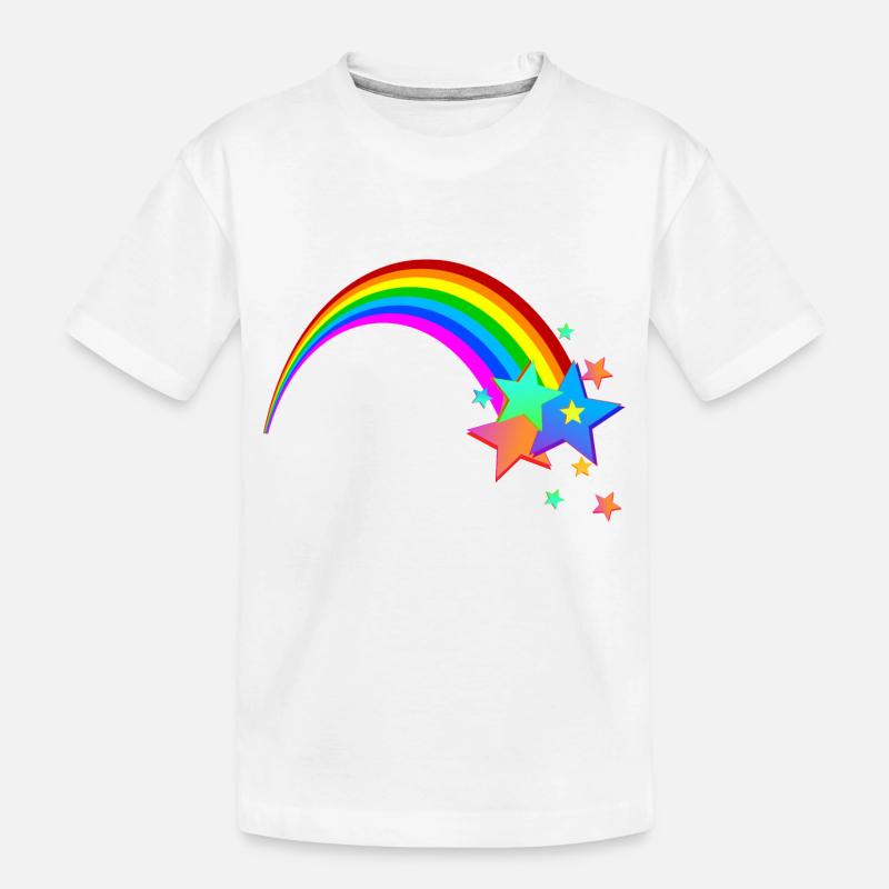 Regenbogen Sternschnuppe - Kinder Premium Bio T-Shirt - Weiß