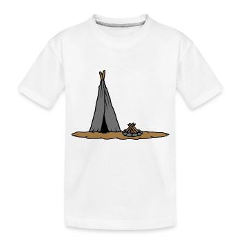 Conception de tente primitive de feu de camp - T-shirt bio Premium Enfant - blanc - Devant
