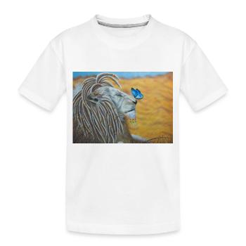 Lion rasta et papillon bleu - T-shirt bio Premium Enfant - blanc - Devant