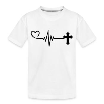 Kreuz Puls Herz Liebe Christentum - Kinder Premium Bio T-Shirt - Weiß - Vorne