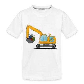 Bagger Kinder 5. Geburtstag - Kinder Premium Bio T-Shirt - Weiß - Vorne