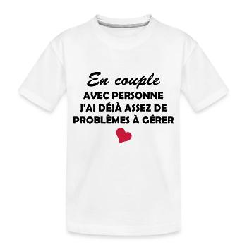 en couple non / humour célibataire - T-shirt bio Premium Enfant - blanc - Devant