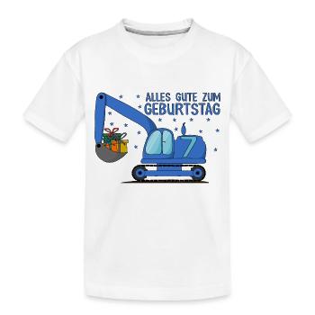Bagger Kinder 7. Geburtstag Alles Gute Blau - Kinder Premium Bio T-Shirt - Weiß - Vorne