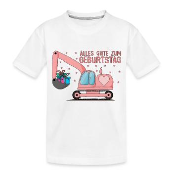 Bagger Kinder Alles Gute zum Geburtstag Rosa - Kinder Premium Bio T-Shirt - Weiß - Vorne