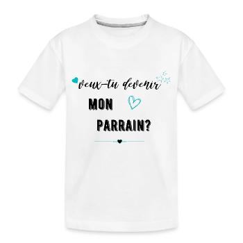 veux tu devenir mon parrain-Futur parrain - T-shirt bio Premium Enfant - blanc - Devant