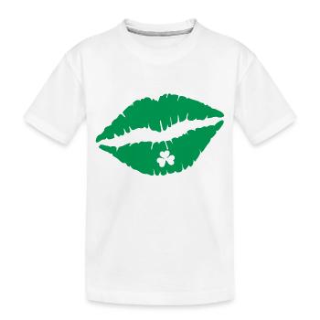 Lippen zum St. Patrick's Day - Kinder Premium Bio T-Shirt - Weiß - Vorne