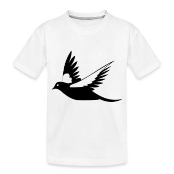 Fliegende Amsel Schwarz-Weiß Illustration - Kinder Premium Bio T-Shirt - Weiß - Vorne