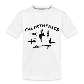 Calisthenics Skills Planche / Frontalerer Design - Kinder Premium Bio T-Shirt - Weiß - Vorne