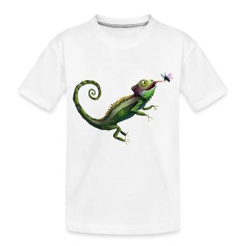 Le caméléon mange de la mouche - T-shirt bio Premium Enfant - blanc - Devant