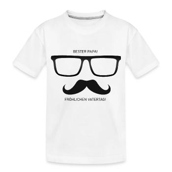 Bester Papa Brille Schnauzbart - Vatertag Geschenk - Kinder Premium Bio T-Shirt - Weiß - Vorne