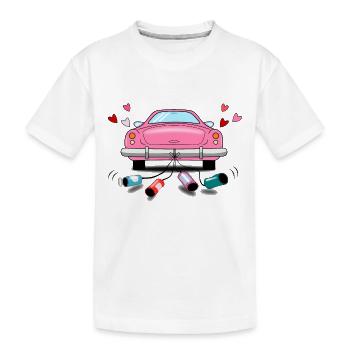 Mariage Voiture Rose Mariage - T-shirt bio Premium Enfant - blanc - Devant