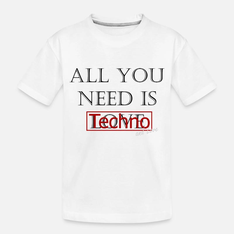 all you need is techno and love - Kinder Premium Bio T-Shirt - Weiß