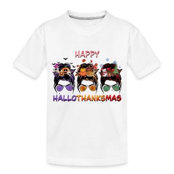 Happy Hallothanksmas Funny Messy Bun Lover - Kids' Premium Organic T-Shirt - white - Front