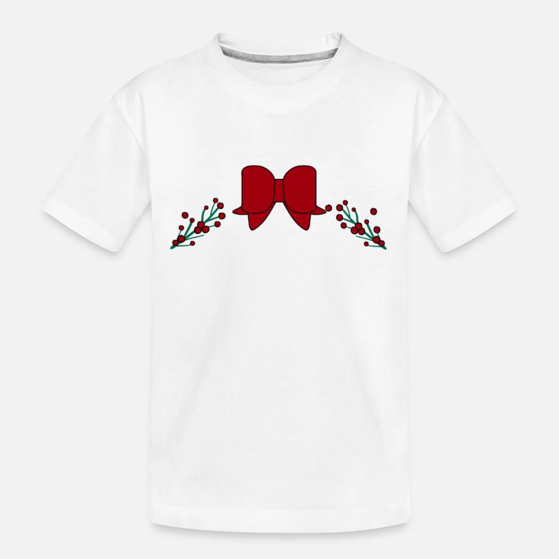 Weihnachtsstechpalme mit roter Schleife - Kinder Premium Bio T-Shirt - Weiß