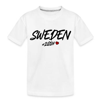 Schweden 2024 Herz - Kinder Premium Bio T-Shirt - Weiß - Vorne