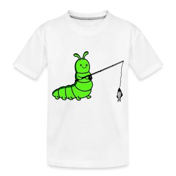 raupe angelt - Kinder Premium Bio T-Shirt - Weiß - Vorne