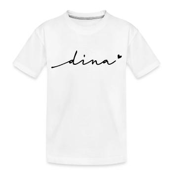 Dina Cursive Name - Kids' Premium Organic T-Shirt - white - Front