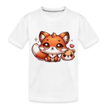 Cute foxes - Kids' Premium Organic T-Shirt - white - Front