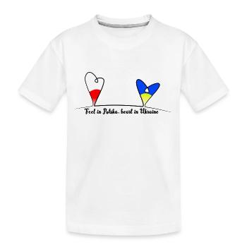 Feet in Polska, heart in Ukraine - Kinder Premium Bio T-Shirt - Weiß - Vorne