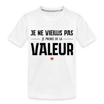 Ich werde nicht alt, ich steigere meinen Wert - Kinder Premium Bio T-Shirt - Weiß - Vorne