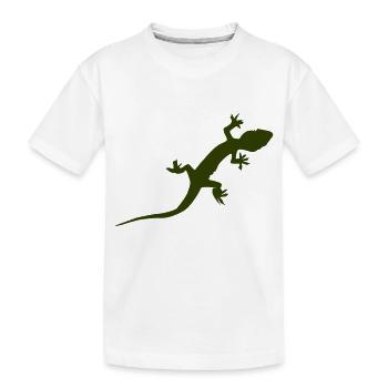 Gecko Echse - Kinder Premium Bio T-Shirt - Weiß - Vorne