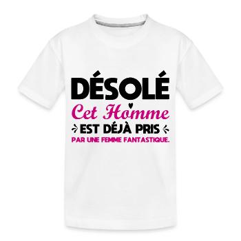 Sorry, dieser Mann ist schon vergeben - Kinder Premium Bio T-Shirt - Weiß - Vorne