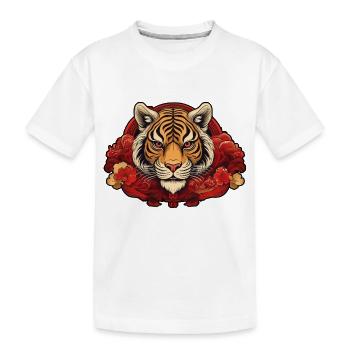 Tiger with Background - Kinder Premium Bio T-Shirt - Weiß - Vorne