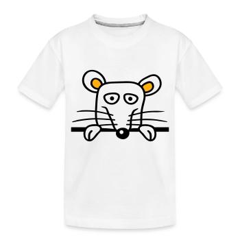 Maus Ratte hinter Mauer Zaun Schild guckt lustig - Kinder Premium Bio T-Shirt - Weiß - Vorne