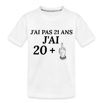 Anniversaire 21ans . J'ai pas 21 ans j'ai 20+ - T-shirt bio Premium Enfant - blanc - Devant